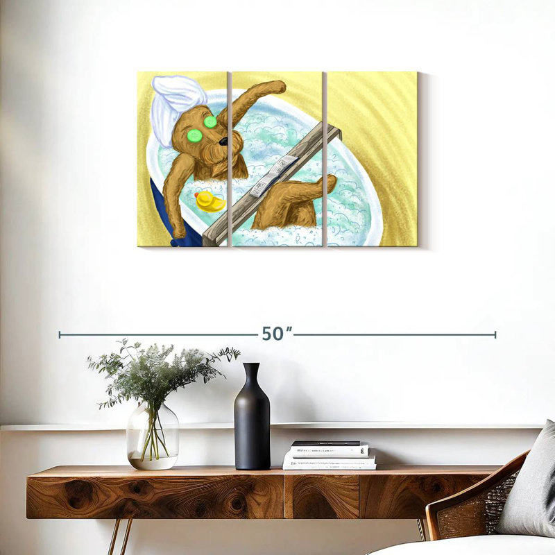 Ketti Dog In A Bubble Bath, 20" H x 33" W
