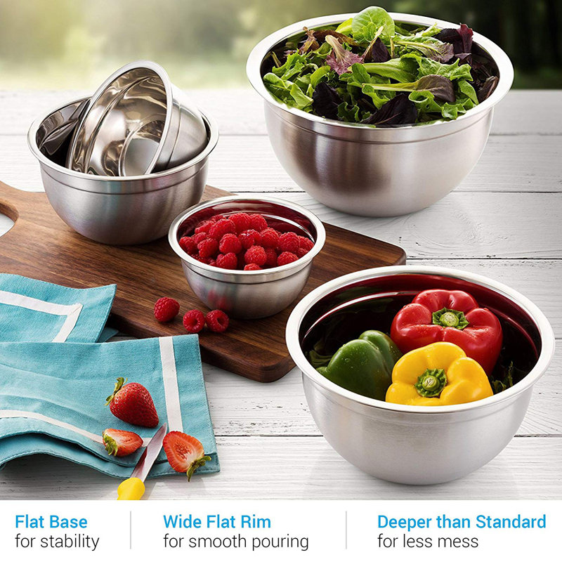 6 Piece Stainless Steel Mixing Bowl Set with Lids