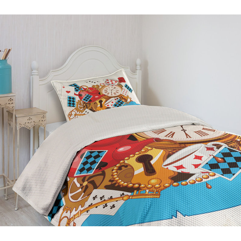 Queen Size White Quilted Bedspread Set with Pillow Shams