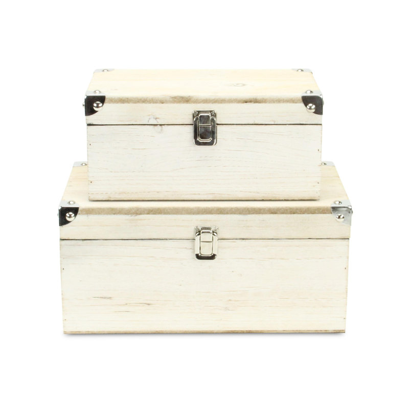 Ensemble de 2 boîtes décoratives, Blanc