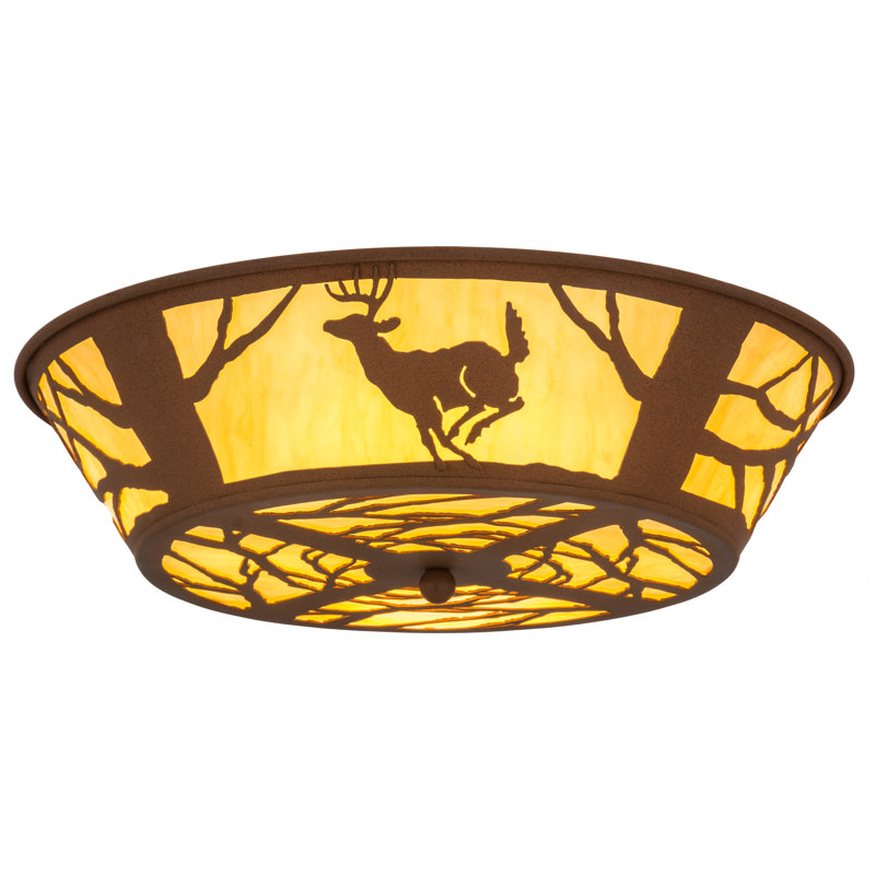Bronze Glass LED 22.5" Indoor/Outdoor Wildlife Flush Mount