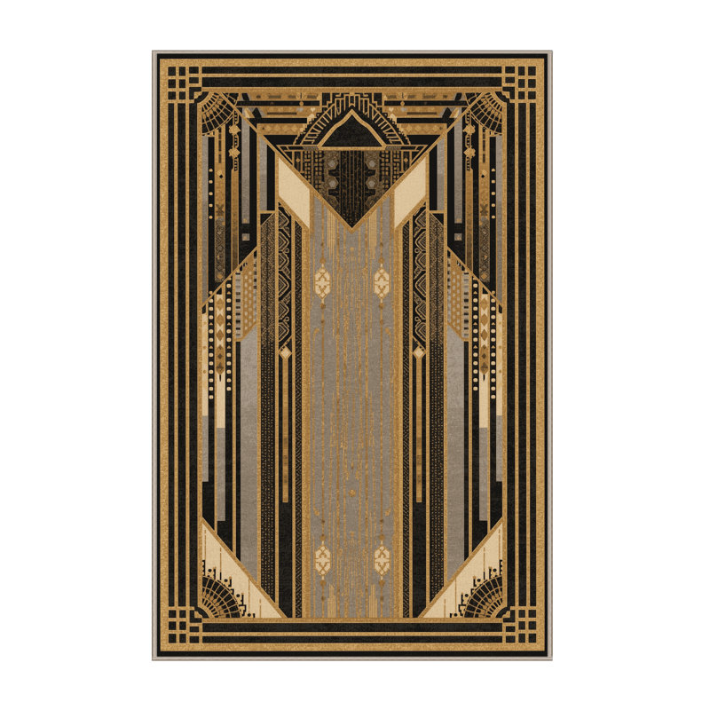 Soft Plush Farr New Years Modern & Contemporary Abstract Area Rug in Brown – Beige Binding, 3x5