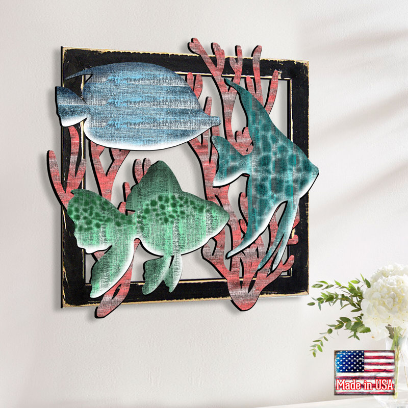 Handmade Coastal Landscape & Nature Wall Decor on Wood, 20" H x 20" W x 2" D