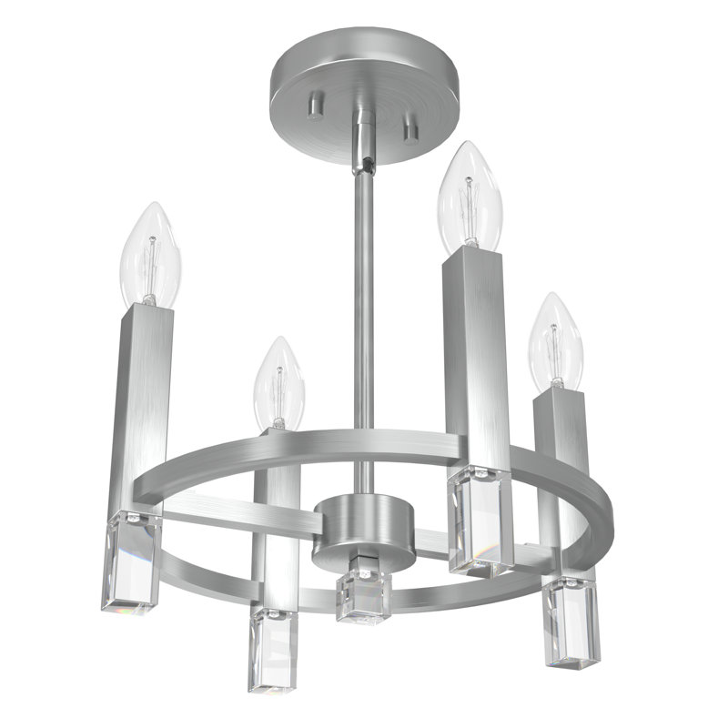 Hunter Sunjai 4 Light Semi-Flush Ceiling Light Fixture, Brushed Nickel