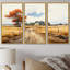 Maison de campagne en automne Wheatfield II - ensemble d'art mural paysage-108318606-108318614