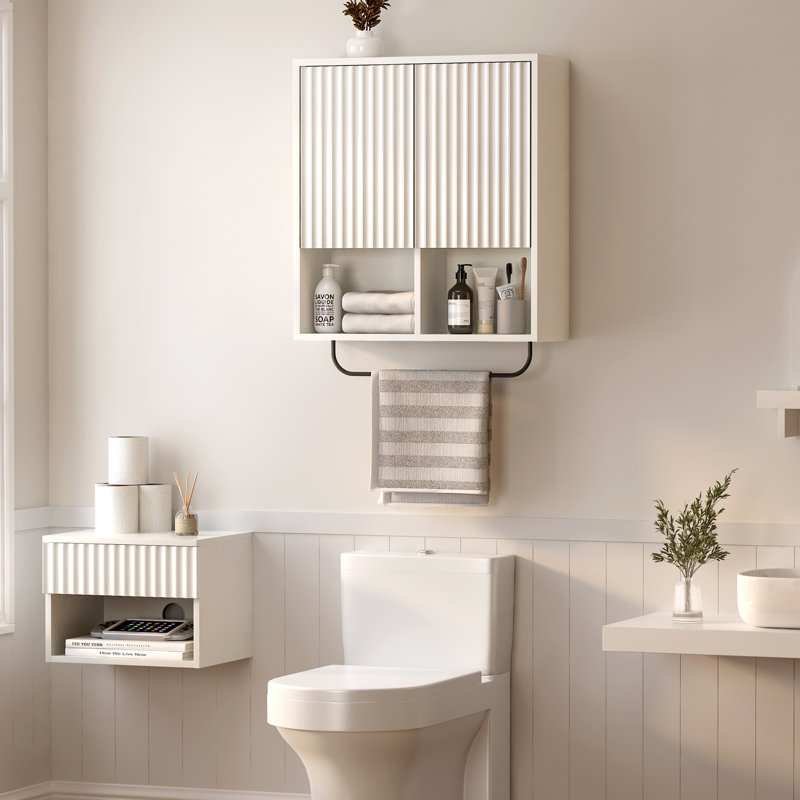 Armoire de salle de bain cannelée, armoire de rangement coulissante pour porte de grange - tablette de rangement réglable pour la salle de bain et la cuisine