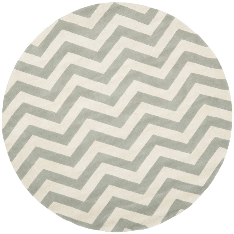 Teresita Hand Tufted Wool Chevron Rug, Round 5'