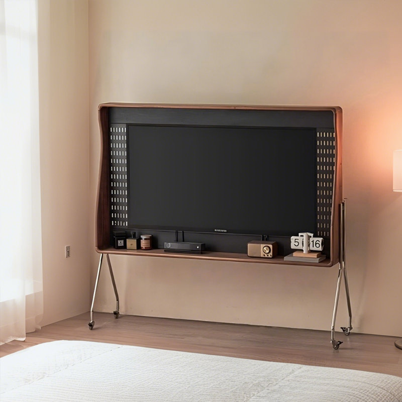 Retro Brown Solid Wood Movable TV Stand | Wayfair