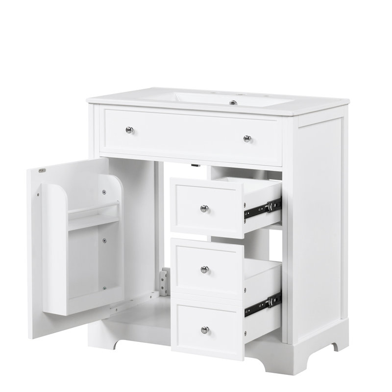 Meuble-lavabo 30 po avec comptoir, meuble-lavabo avec porte et deux tiroirs