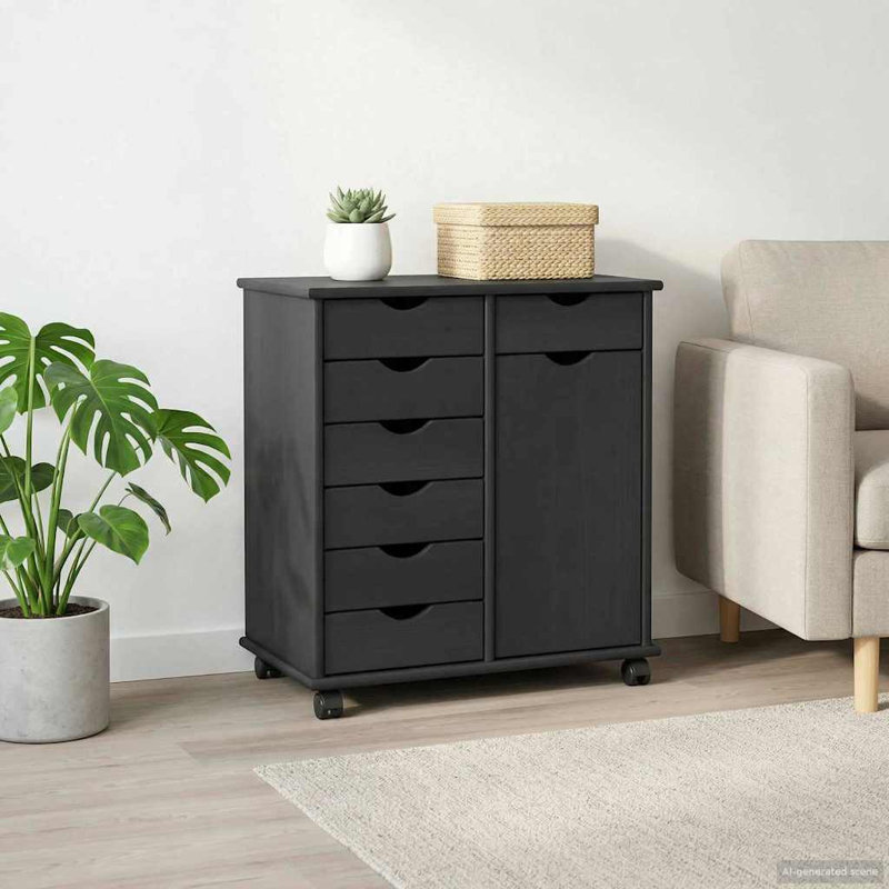 Solid Wood Standard Accent Cabinet, Grey
