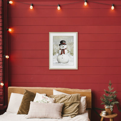 «Snowman Traditional in Clearing», reproduction encadrée sous verre, design par Dogwood