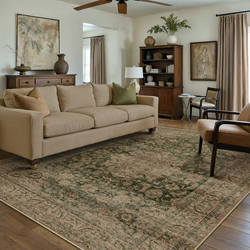 Tapis oriental lavable à la machine avec envers antidérapant Stella, Rectangle 9 pi x 12 pi