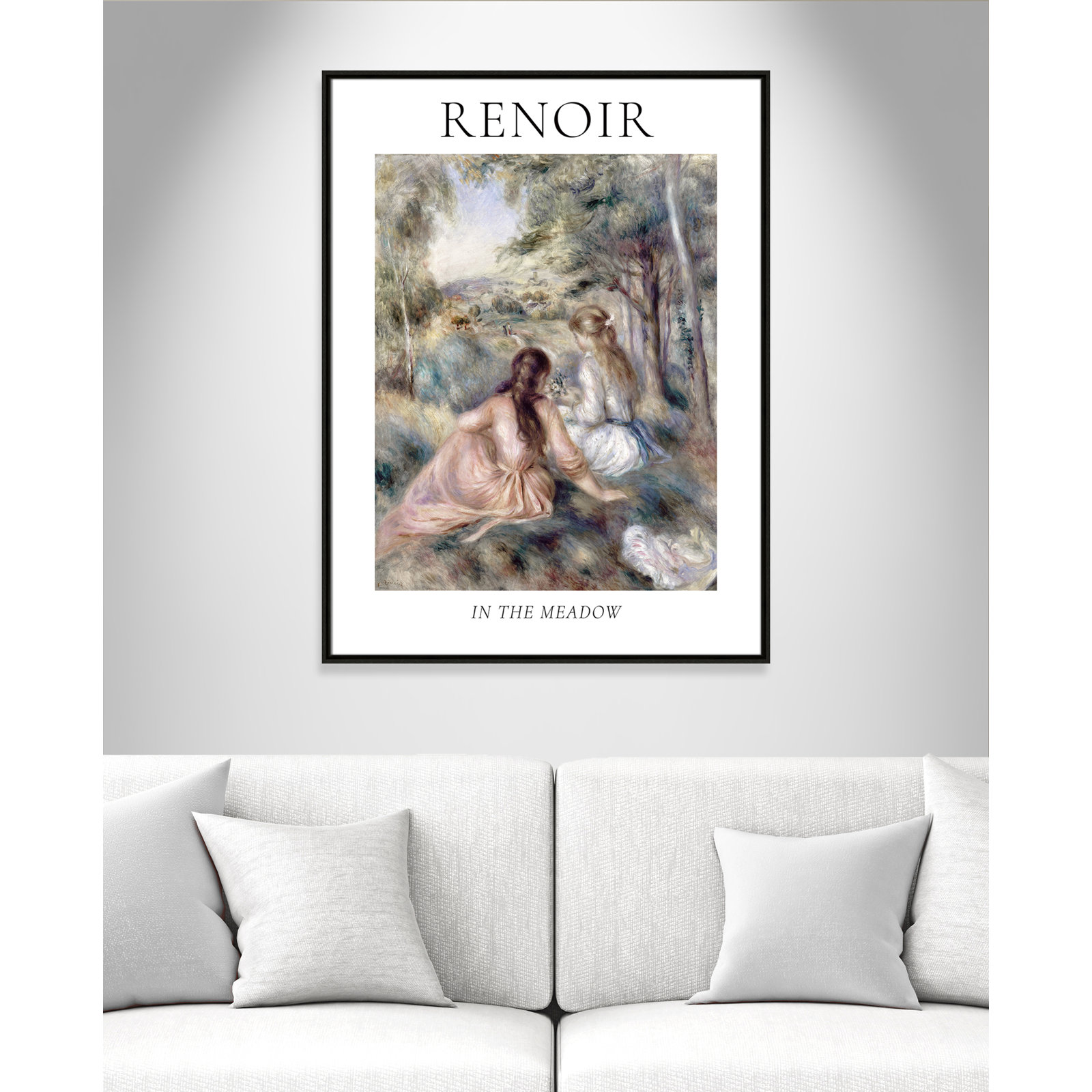 Old Masters Collection " In The Meadow " by Auguste Renoir, Espresso Floater Frame, No, 41.5" H x 31.5" W x 2" D