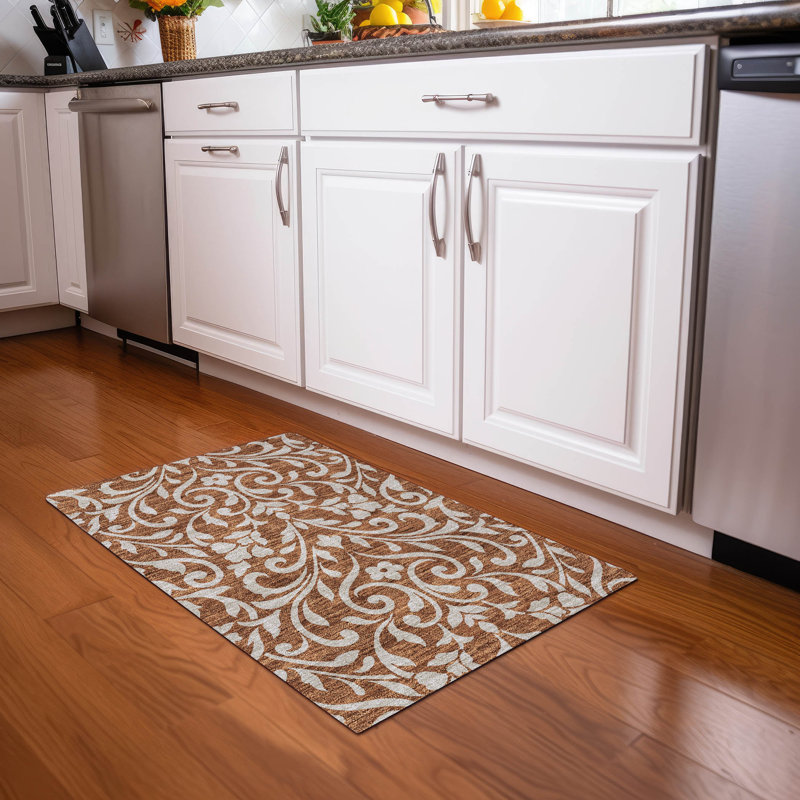 Premium Machine Washable Prisco Paprika Rug, Rectangle 1'8" x 2'6"