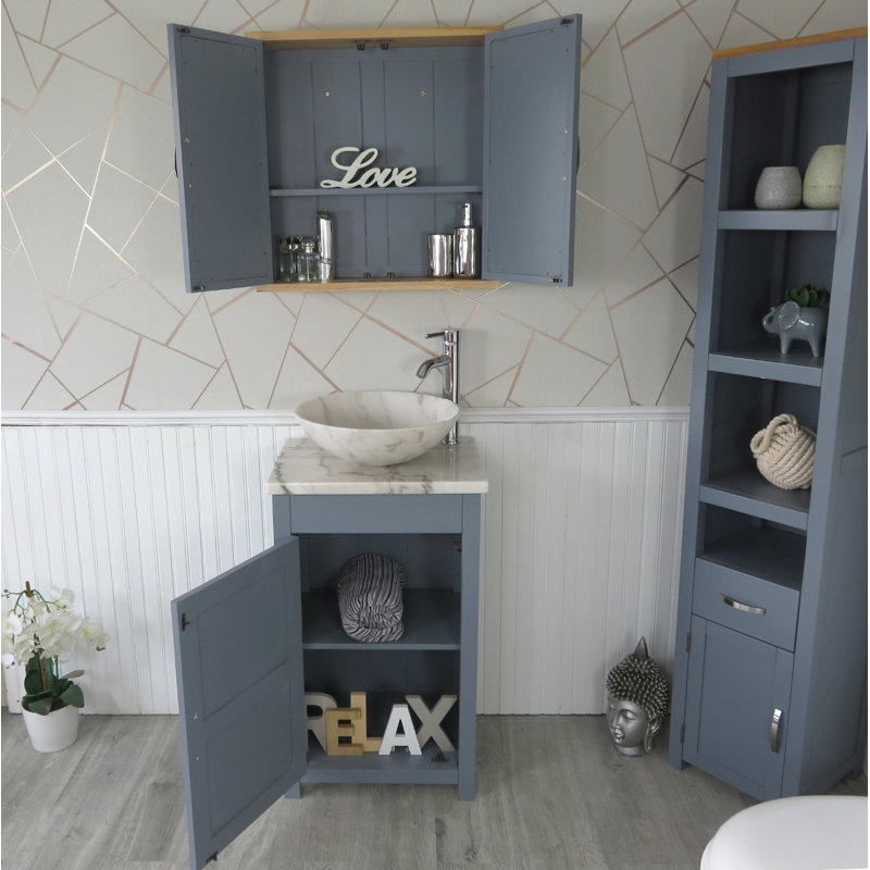 Scudder 515mm Single Bathroom Vanity with Vessel Stone Basin, Grey