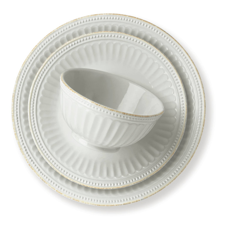 Lenox French Perle Groove 12-Piece Plate & Bowl Set, White