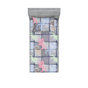 Indigo et gris pâle / motif patchwork rosé