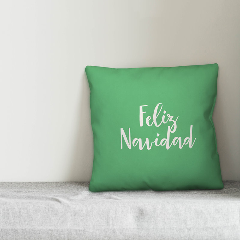  Coussin Feliz Navidad, Vert clair, Housse de coussin
