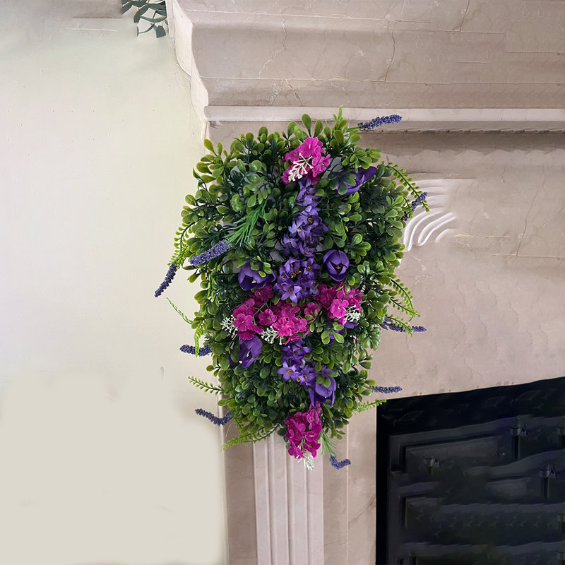 Couronne de 20 pouces printemps été pour porte d'entrée, couronne de fleurs artificielle pour décoration de porte de fenêtre à la maison
