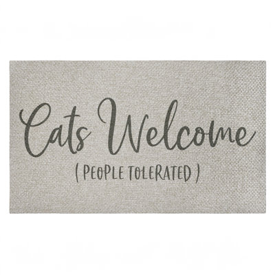 Tapis d'extérieur toléré Cats Welcome People, par Gigi Louise, 18 po x 30 po