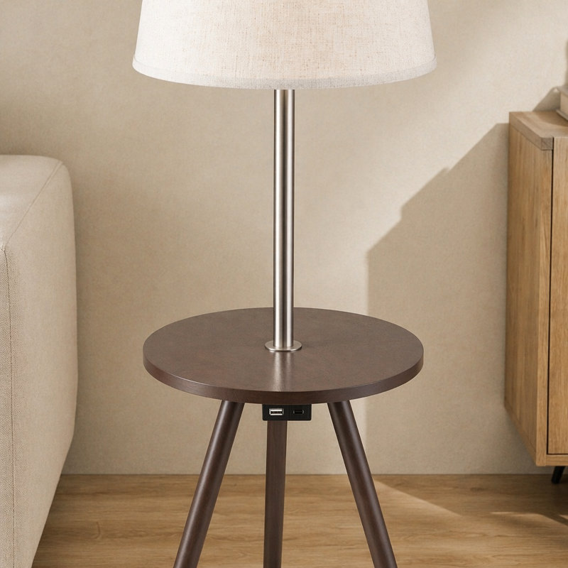 Table d'appoint ronde 57 po avec lampe et centrale électrique 57 po (1,56 / 9,9)