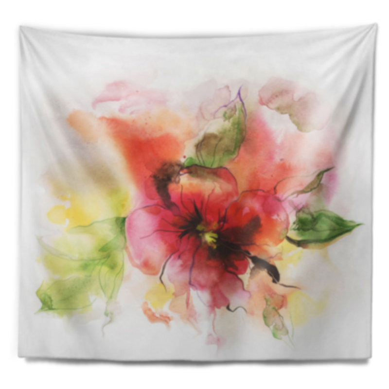 Tapisserie design rose et rouge Floral, H 32 po x l 39 po