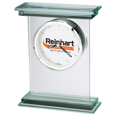 Hightower Modern & Contemporary Analog Quartz movement / Crystal Tabletop Clock in Clear with Alarm