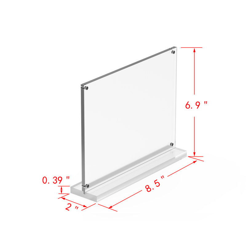 Cadre photo en acrylique avec support et aimants 8,50 po x 6,50 po