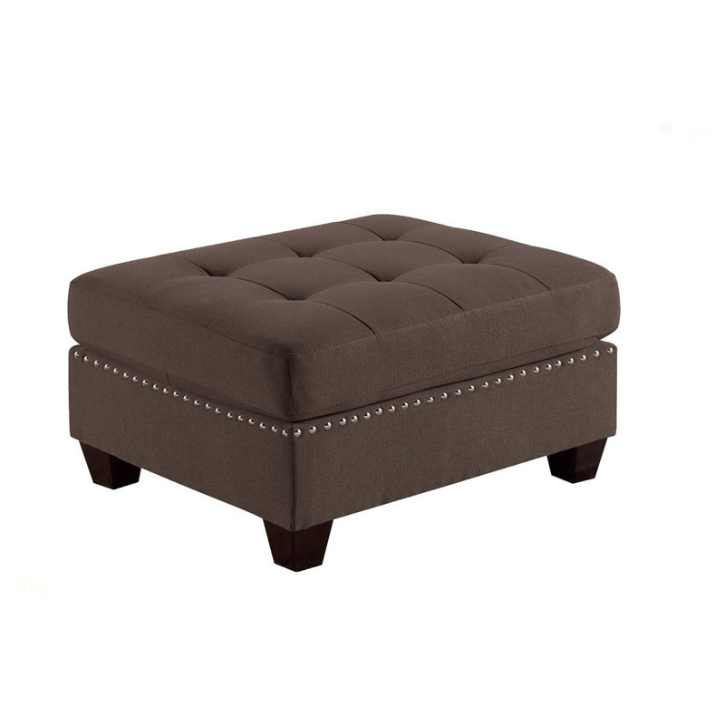 Mobilier de salon avec repose-pieds capitonné noir et tissu en similicuir, Café