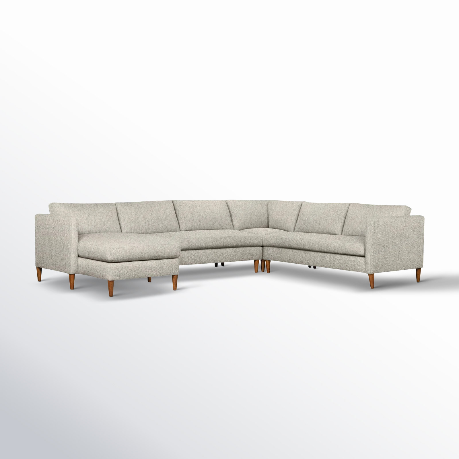 Clifford 4-Piece Upholstered Custom Sectional, Left Hand Facing, Ticket Ash Heathered Basketweave