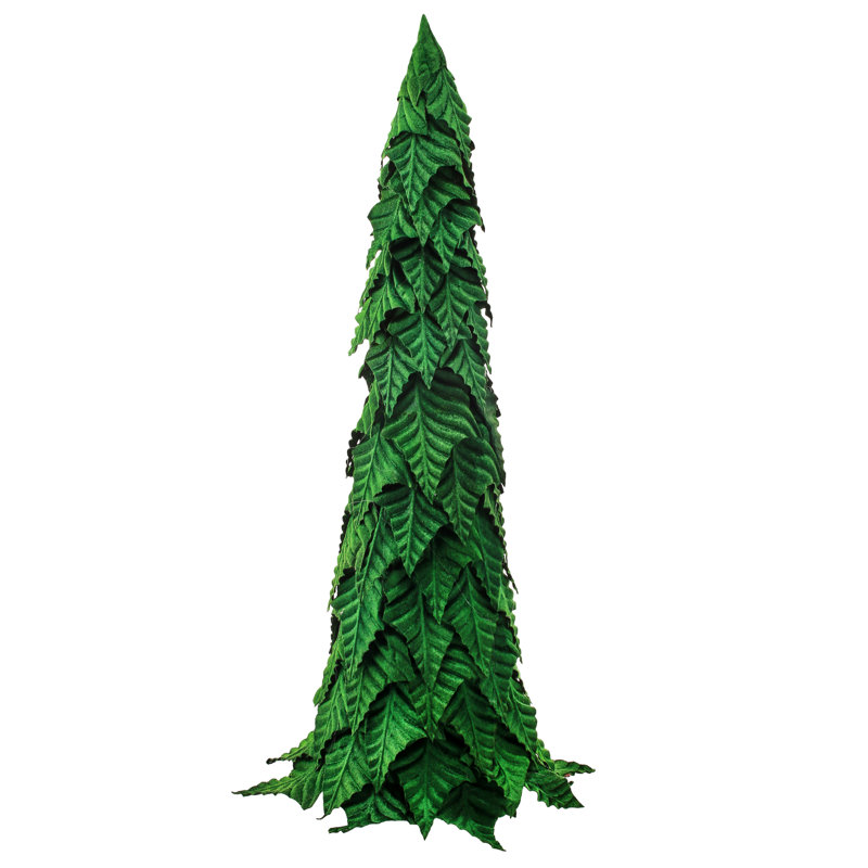 Arbre à cône velours poinsettia, Vert, 27"