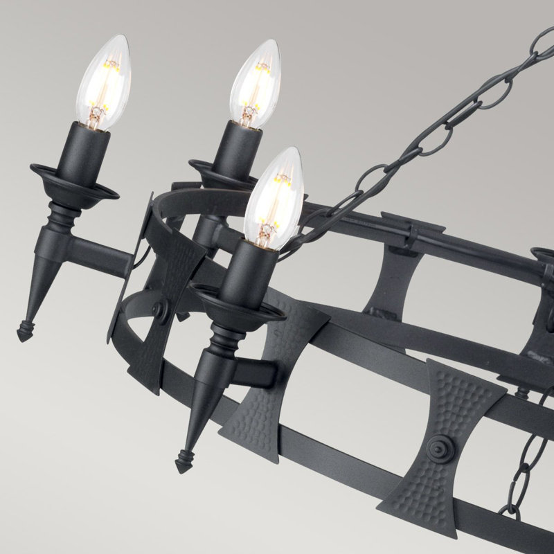 Voight 8 - Light Waggon Wheel Chandelier, Black