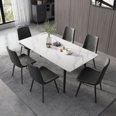 Demi-Mae 70.8'' Dining Table for 4 to 8 - High Hardness,Smudge Resistance,Fireproof,High Temperature Resistance - New Sintered Stone Material Rectangl -  George Oliver, FFC9C248EC944F5BB86ACB4A7D0B616A