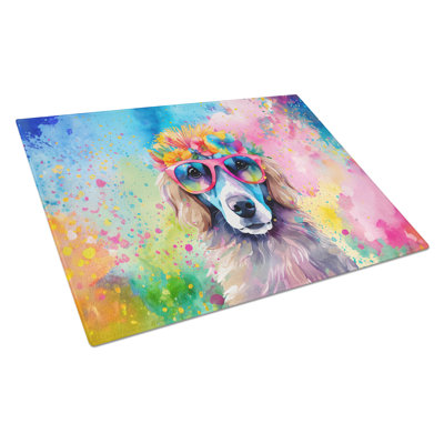 Poodle Hippie Dawg Glass Cutting Board Large