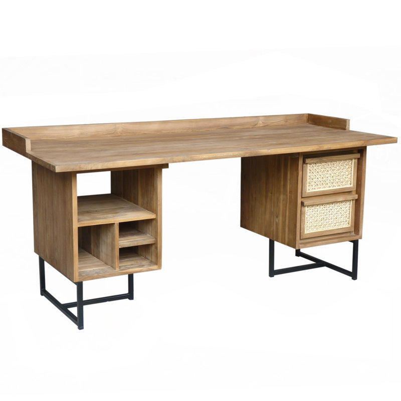 Cane Solid Wood Solid Wood Writing Desk
