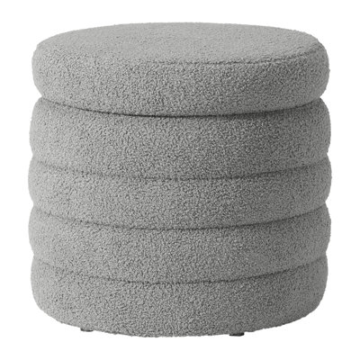 Bayville 16" Tall Sherpa Round Ottoman With Storage
