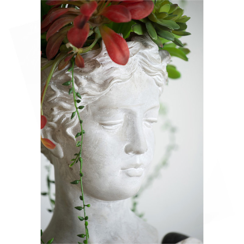 Jardinière en ciment de style grec - décor de jardin intérieur et extérieur, P 7 po x 11 po, 10.6" H x 7.3" W x 6.9'" D