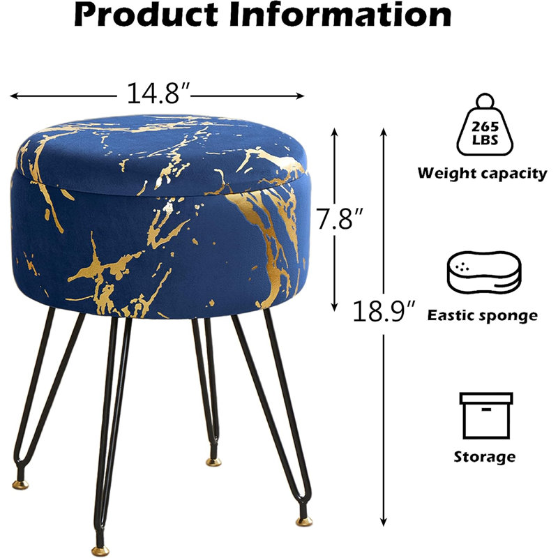 Tabouret d'appoint en métal Gadsby, Bleu