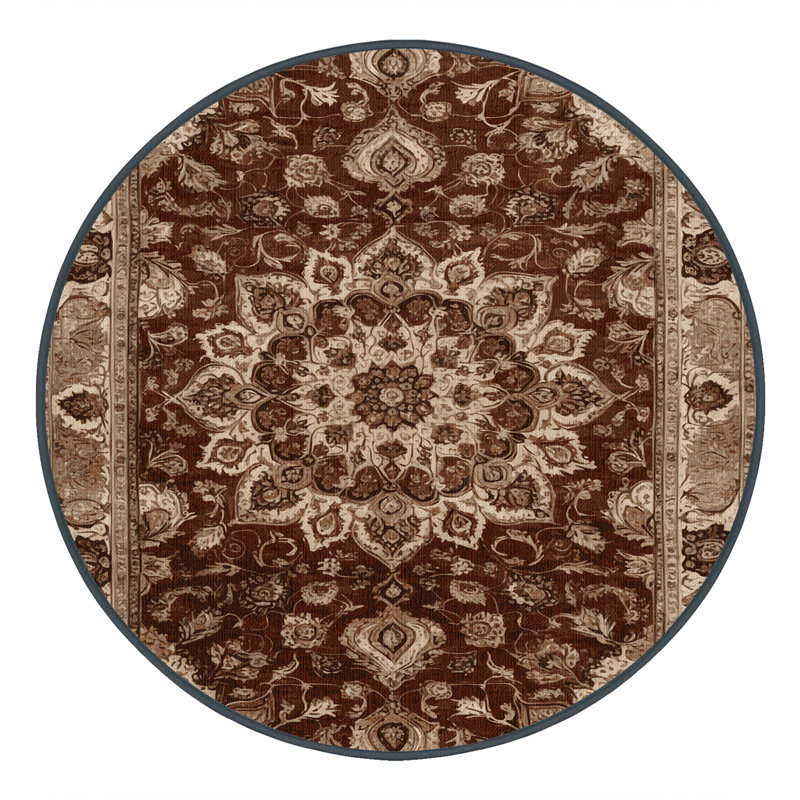 Tapis brun lavable à la machine, Rond 4 pi