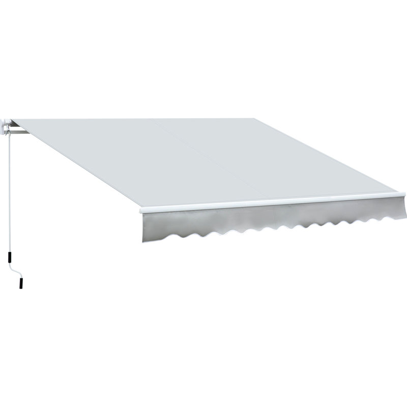 Auvent rétractable 12 pi x 8 pi. Abri manuel à manivelle. 280G / M et eau - tissu. Cadre en aluminium pour balcon, cour. Auvent de balcon gris - manivelle, tissu, cadre, abat-jour
