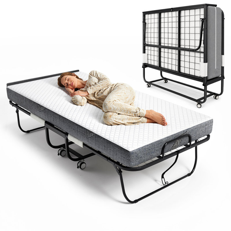 Lit pliant avec matelas en mousse viscoélastique à circulation d'air de 5 po et roues verrouillables, Full / Double