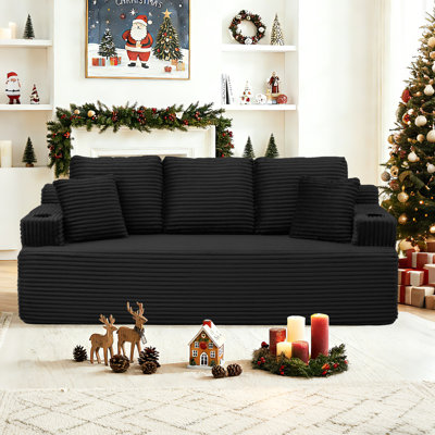 Masir 87.30 "W Oversized Sleeper Couch,Double Chaises Lounge With Pillows, Could Plush Corduroy by Latitude Run