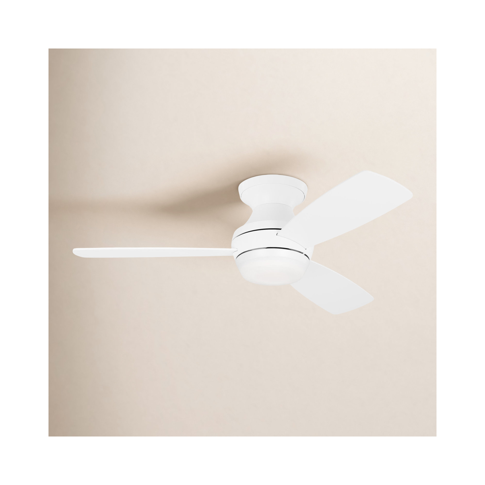Rivers 3 Blade Ceiling Fan with LED Light Kit, Matte White with White Blades, 44"
