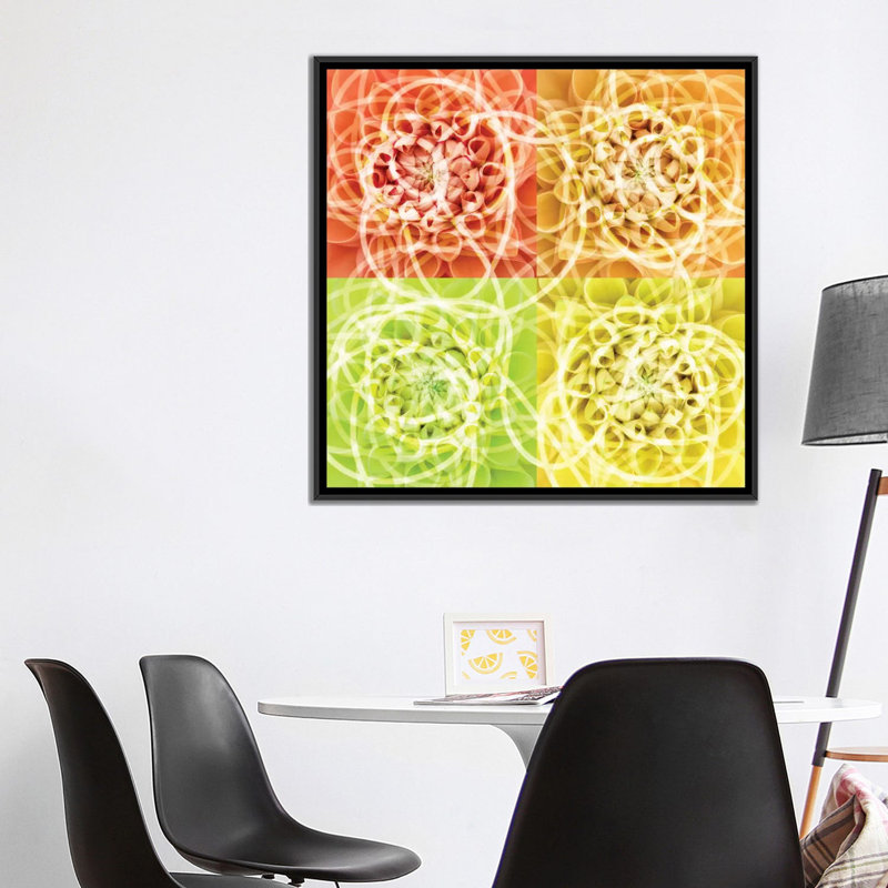 « scribbles », impression sur toile, H 18 po x l 18 po x P 1,5 po, Toile avec cadre noir, Pas de tapis