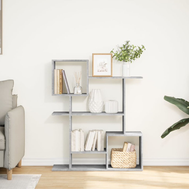 Seonna 112cm H x 92cm W Bookcase, Concrete Grey