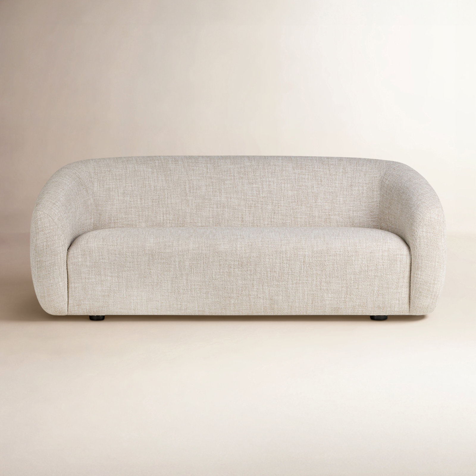 Tate 85'' Round Arms Sofa, Yuma Cream Performance Textured Weave