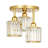 3-light Gold Semi Flush Mount Ceiling Light, Modern Crystal Fixture For Kitchen, Entryway & Bedroom-798157030