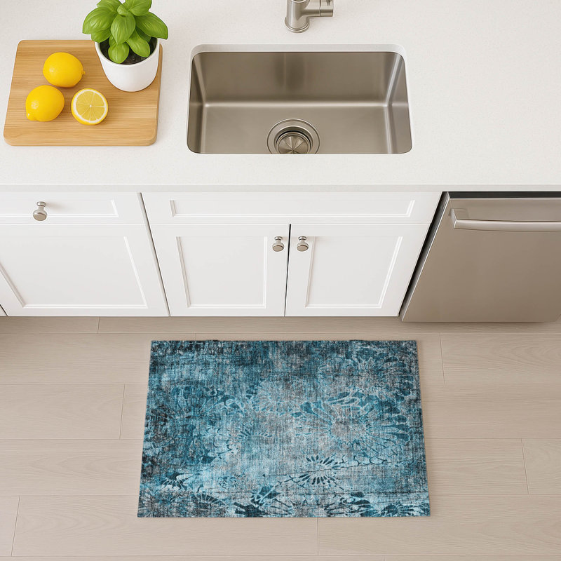 Machine Washable Indoor/Outdoor Derrick ACN2224 Floral Rug, Rectangle 1'8" x 2'6"
