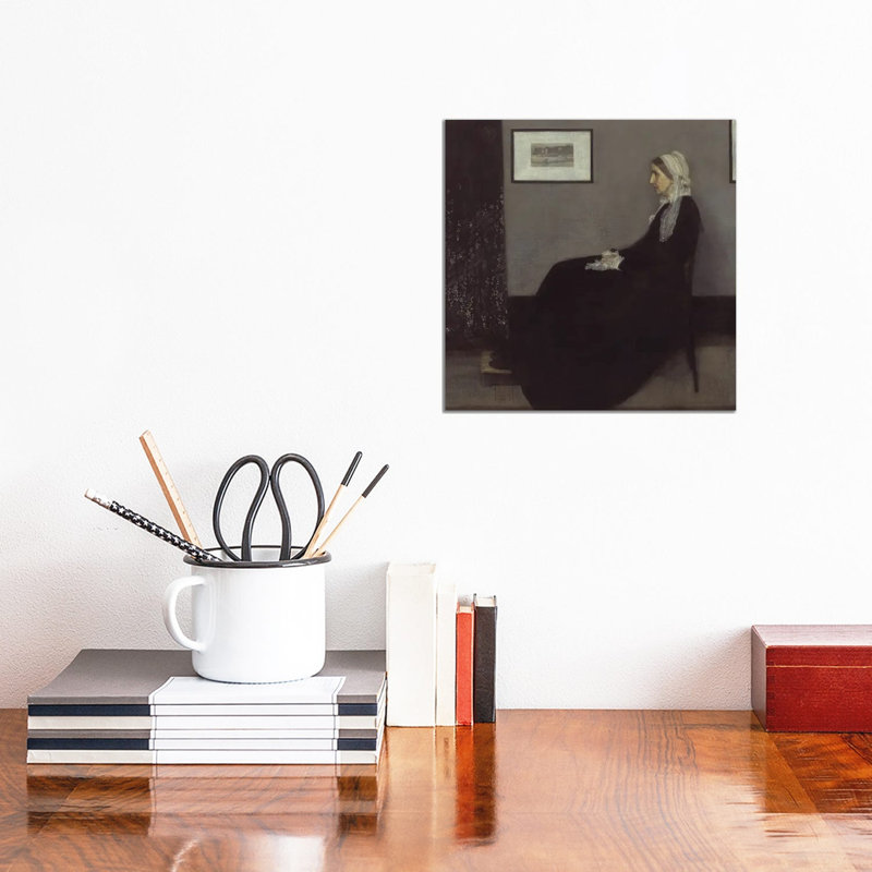 Arrangement en gris et noir. Portrait de la mère du peintre, reproduction d'art sur toile tendue, 12 po x 12 po, Sans cadre
