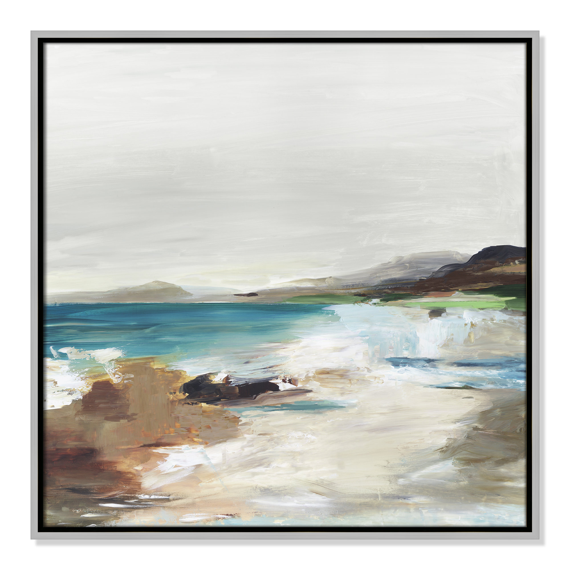 Calm Lake II by Allison Pearce - Floater Frame Print on Canvas, 25.5" H x 25.5" W, Silver Framed